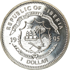 Coin, Liberia, Dollar, 1995, Préservez la Terre - Léopard, MS(63)