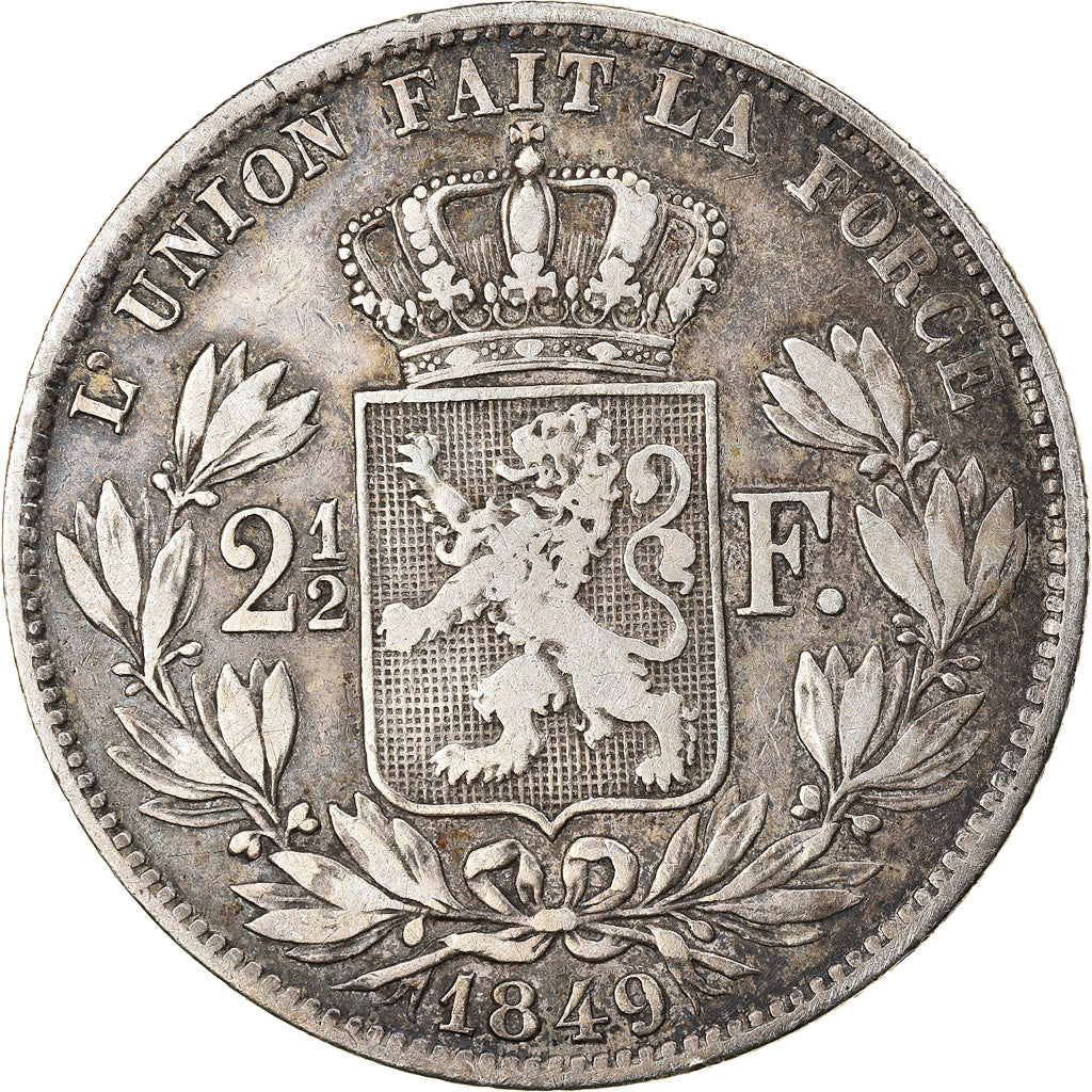 Coin, Belgium, Leopold I, 2-1/2 Francs, 1849, EF(40-45), Silver, KM:11