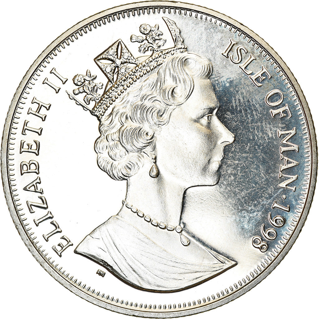 Coin, Isle of Man, Elizabeth II, Crown, 1998, Pobjoy Mint, Chemins de fer - Le