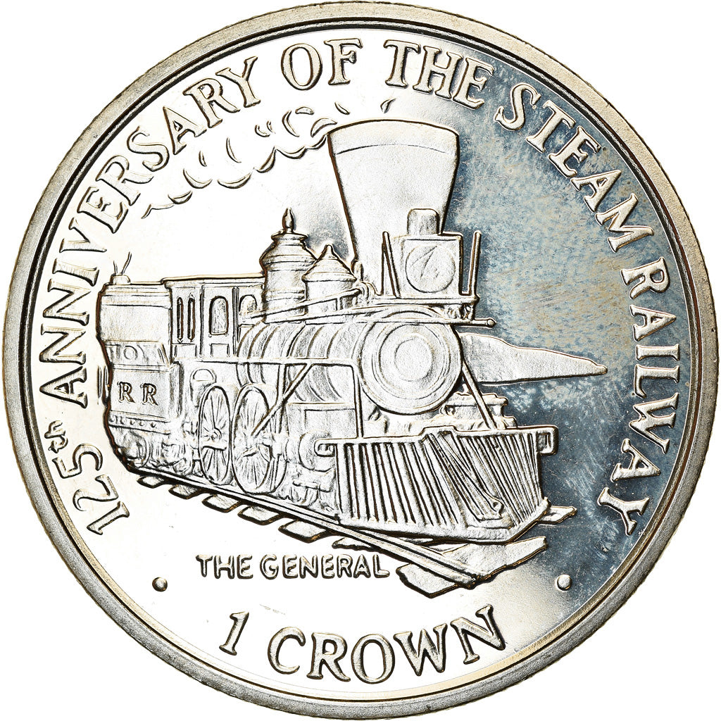 Coin, Isle of Man, Elizabeth II, Crown, 1998, Pobjoy Mint, Chemins de fer - Le