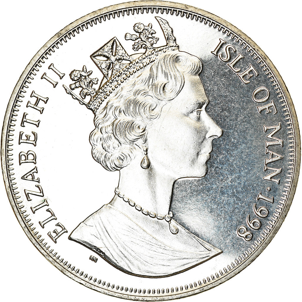Munten, Eiland Man, Elizabeth II, Crown, 1998, Pobjoy Mint, Chemins de fer - The