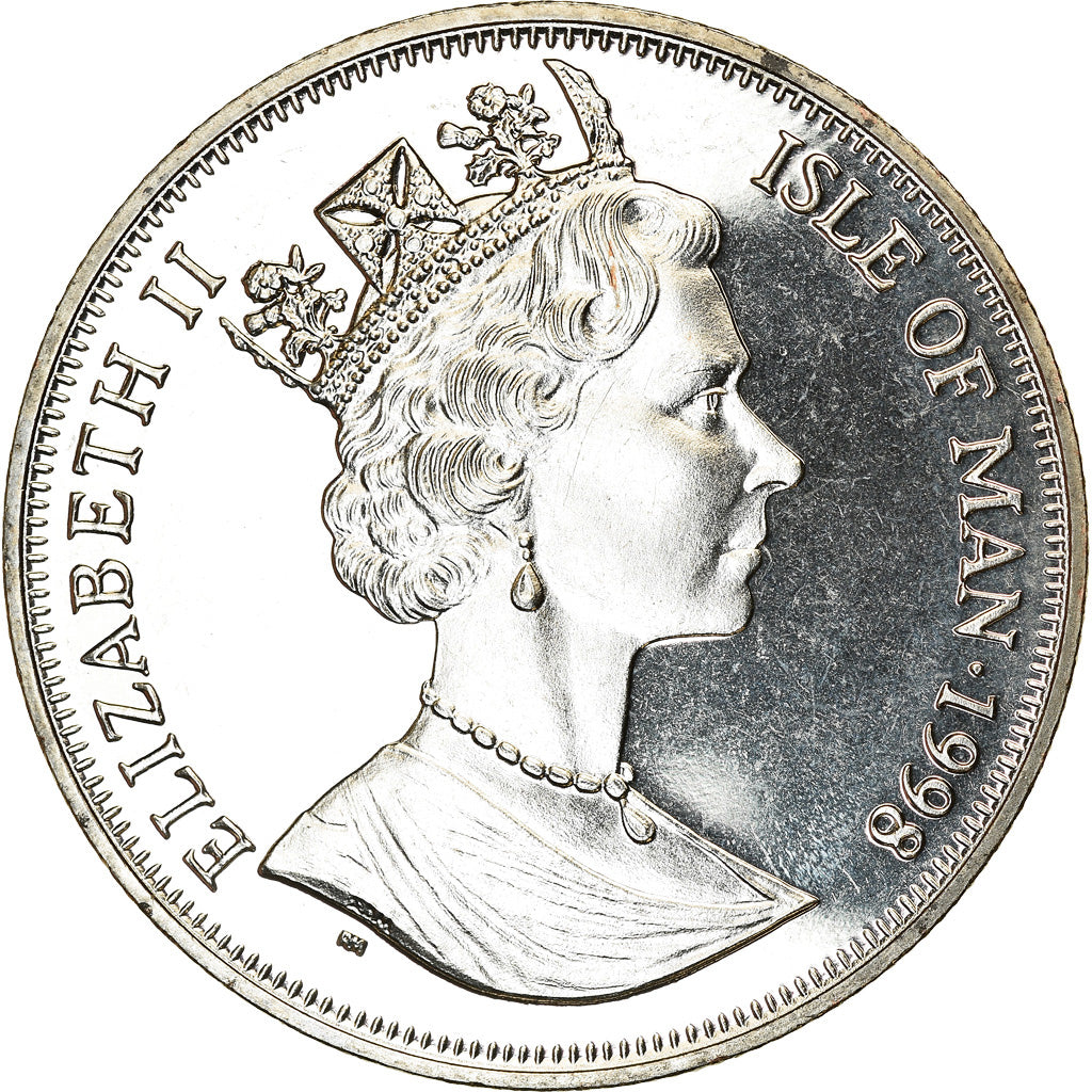 Munten, Eiland Man, Elizabeth II, Crown, 1998, Pobjoy Mint, Chemins de fer -The