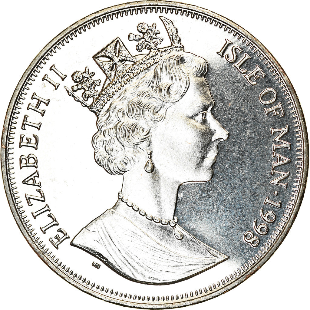 Moneta, Isola di Man, Elizabeth II, Crown, 1998, Pobjoy Mint, Chemins de fer -