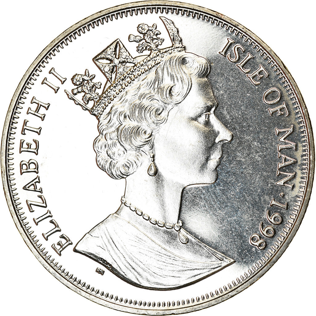 Münze, Isle of Man, Elizabeth II, Crown, 1998, Pobjoy Mint, Chemins de fer -