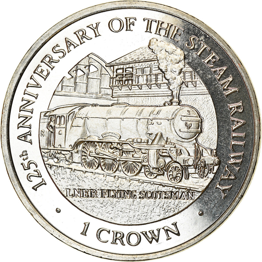 Münze, Isle of Man, Elizabeth II, Crown, 1998, Pobjoy Mint, Chemins de fer -