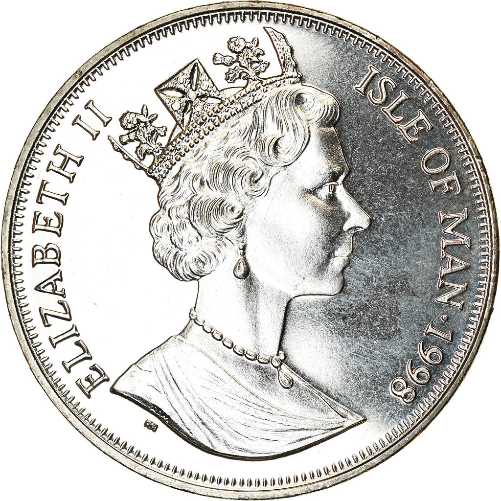 Coin, Isle of Man, Elizabeth II, Crown, 1998, Pobjoy Mint, Chemins de fer - The