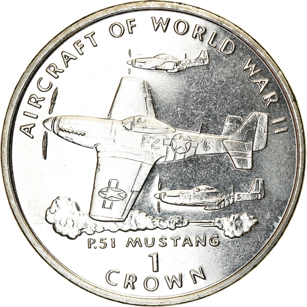 Coin, Isle of Man, Elizabeth II, Crown, 1995, Pobjoy Mint, Avions - P-51