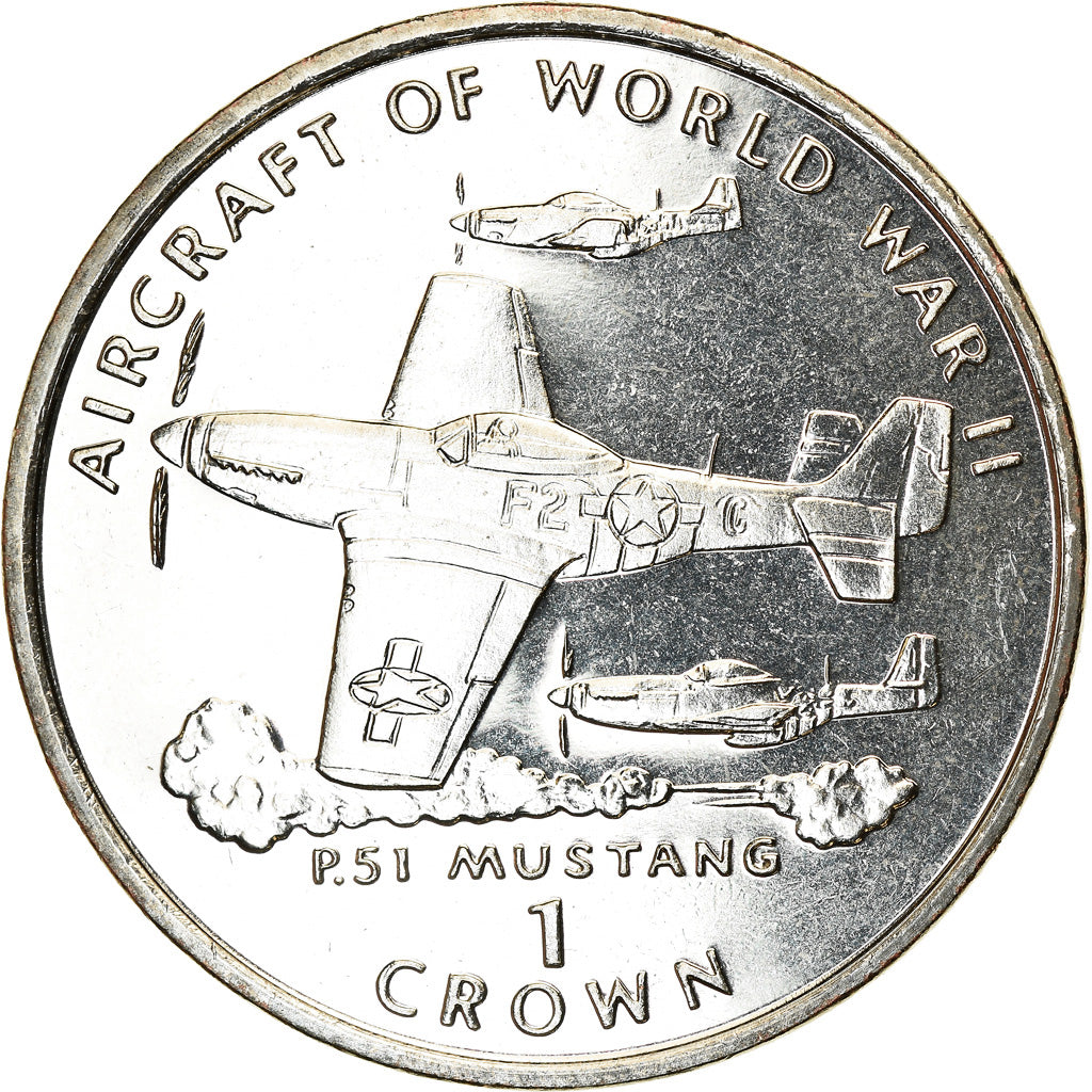 Monnaie, Isle of Man, Elizabeth II, Crown, 1995, Pobjoy Mint, Avions - P-51