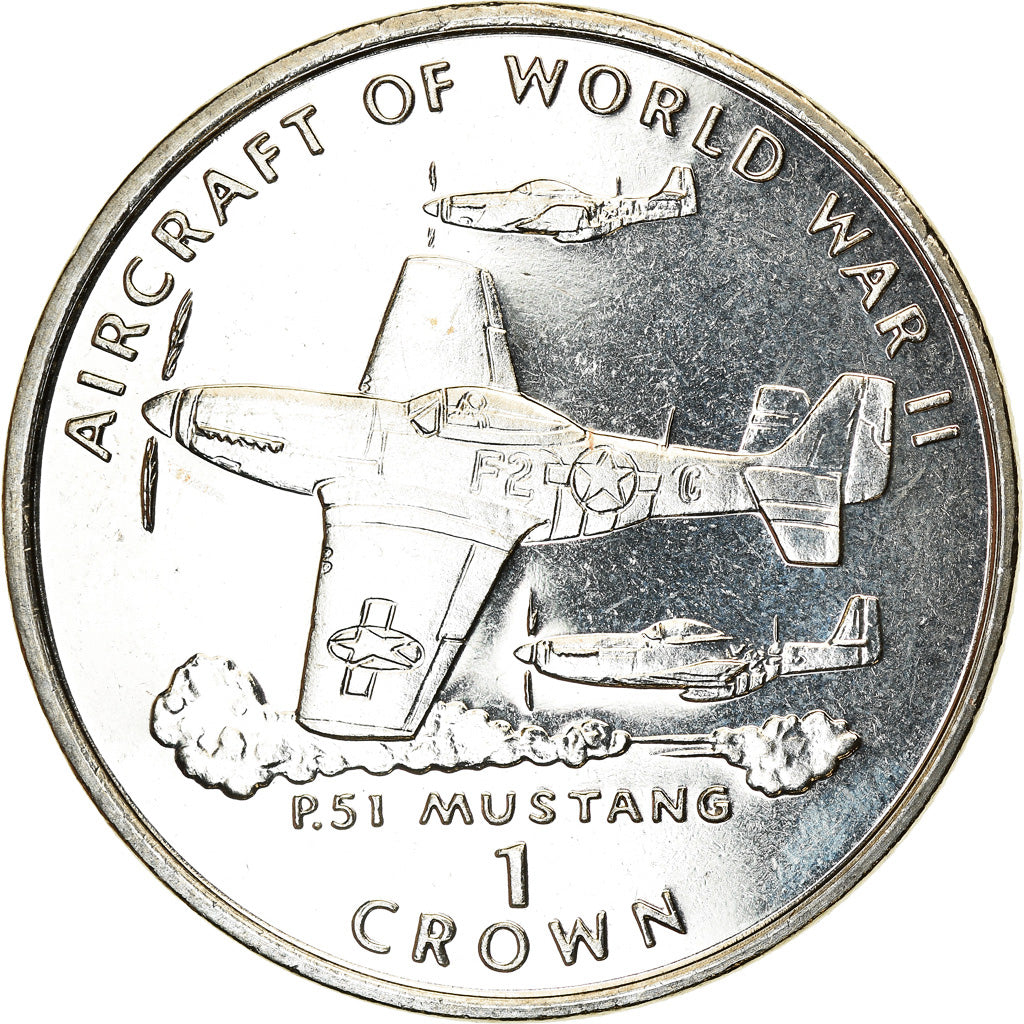 Monnaie, Isle of Man, Elizabeth II, Crown, 1995, Pobjoy Mint, Avions - P-51