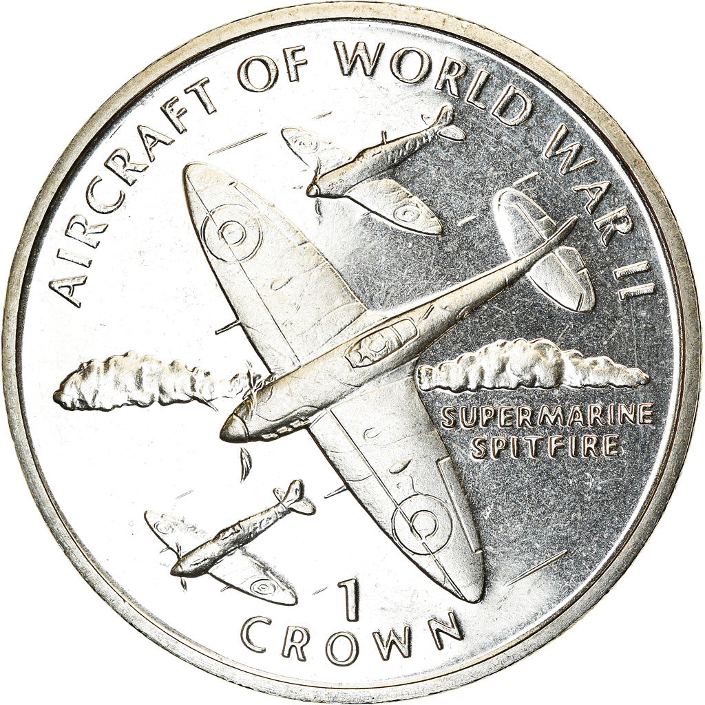 Coin, Isle of Man, Elizabeth II, Crown, 1995, Pobjoy Mint, Avions - Spitfire