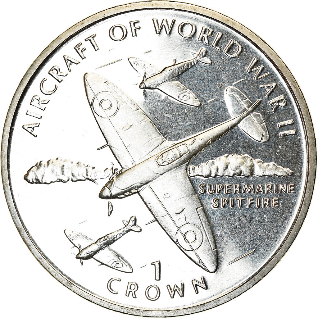Coin, Isle of Man, Elizabeth II, Crown, 1995, Pobjoy Mint, Avions - Spitfire
