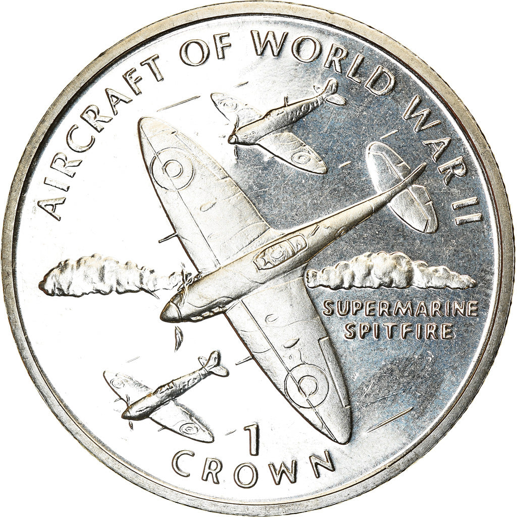 Coin, Isle of Man, Elizabeth II, Crown, 1995, Pobjoy Mint, Avions - Spitfire