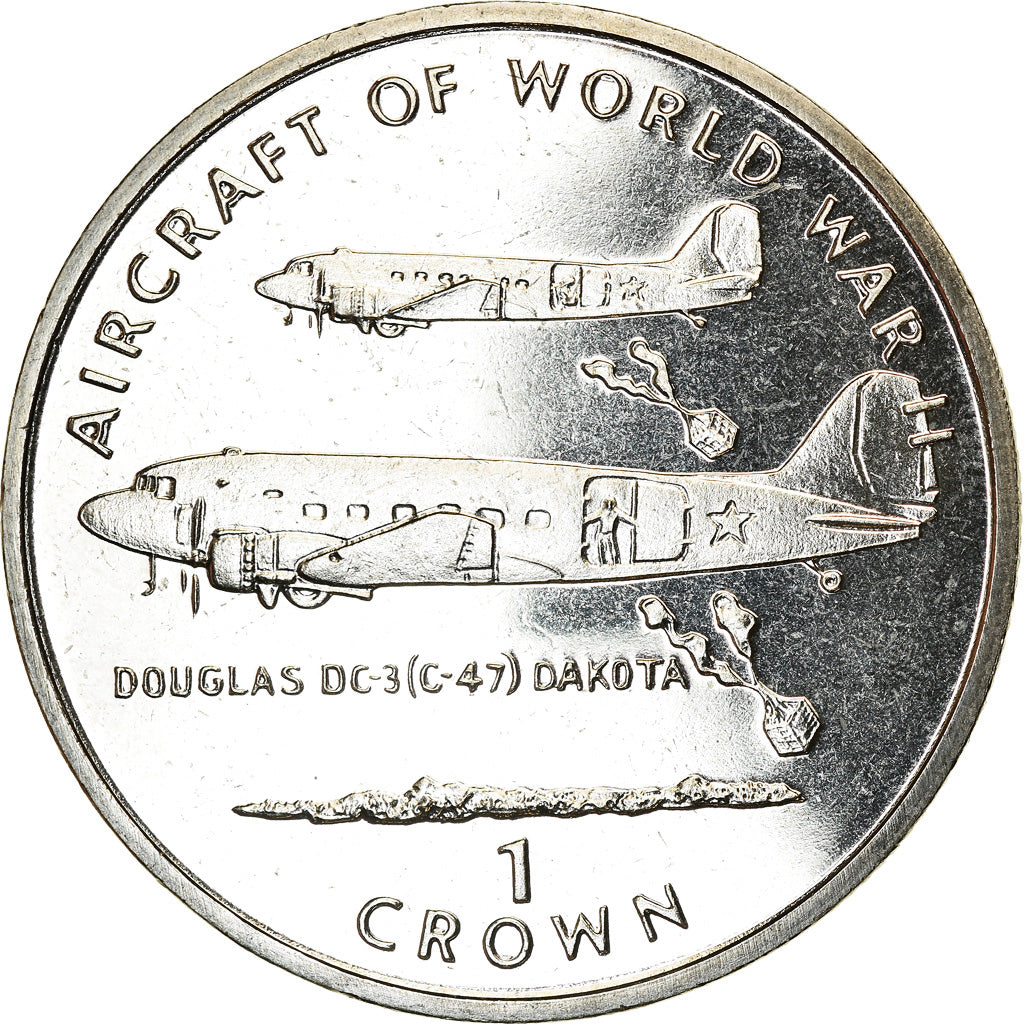 Munten, Eiland Man, Elizabeth II, Crown, 1995, Pobjoy Mint, Avions - Douglas DC