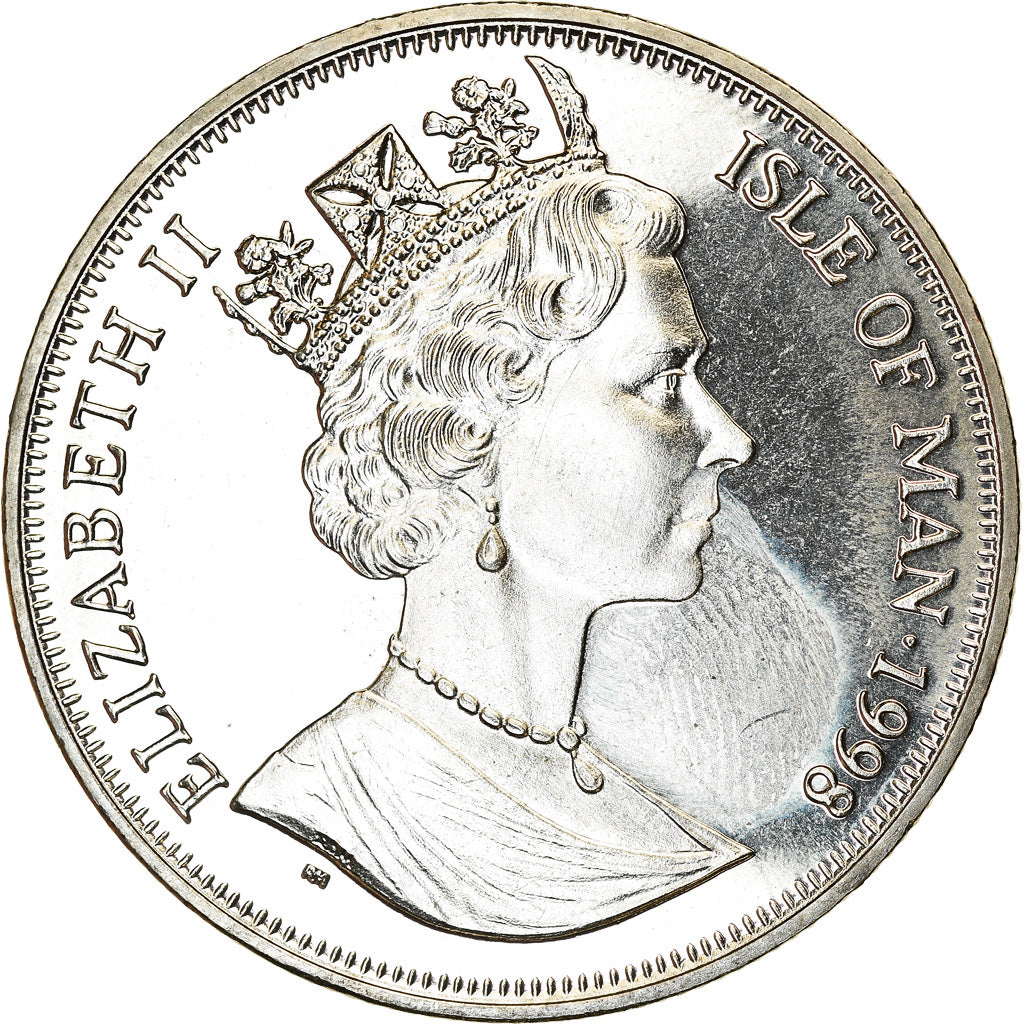 Moeda, Ilha de Man, Elizabeth II, Crown, 1998, Pobjoy Mint, Chemins de fer - The
