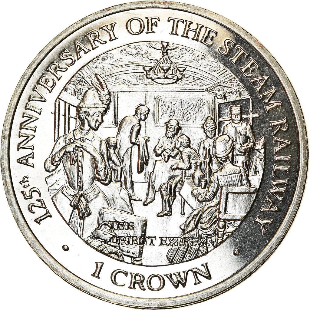 Moeda, Ilha de Man, Elizabeth II, Crown, 1998, Pobjoy Mint, Chemins de fer - The