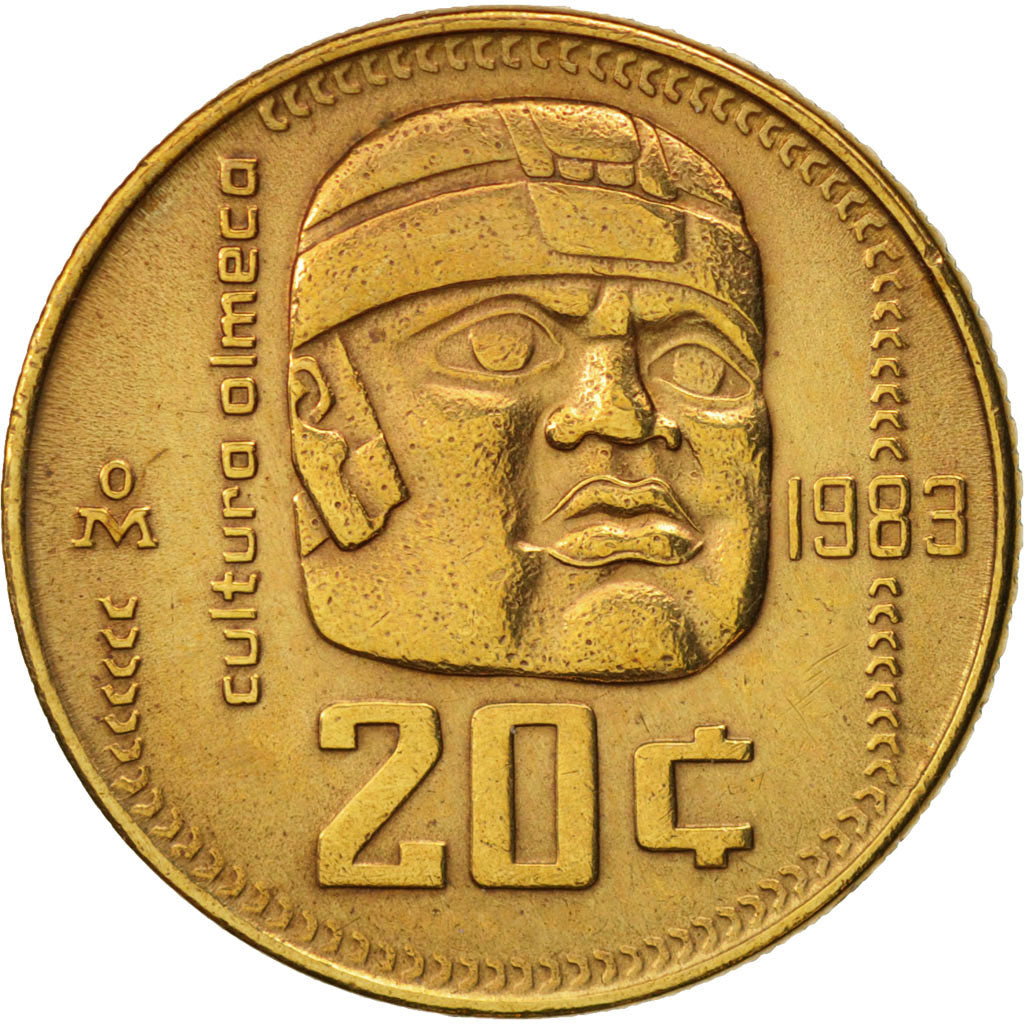 Mexiko, 20 Centavos, 1983, Mexico City, AU(50-53), Bronze, KM:491