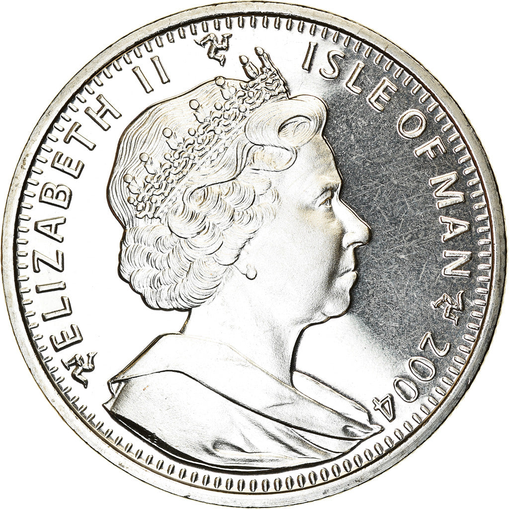 Moeda, Ilha de Man, Elizabeth II, Crown, 2004, Pobjoy Mint, Ordre de la Rose
