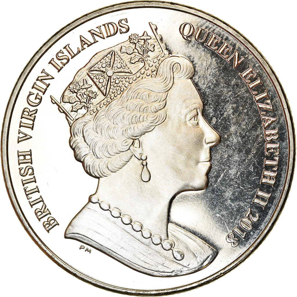 Moeda, Ilhas Virgens Britânicas, Dollar, 2018, Franklin Mint, Nature sauvage de