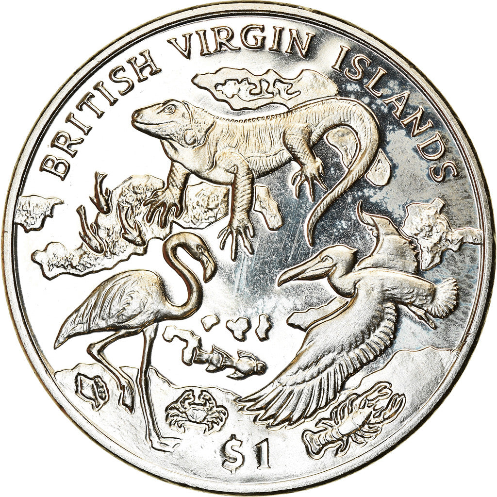 Moeda, Ilhas Virgens Britânicas, Dollar, 2018, Franklin Mint, Nature sauvage de