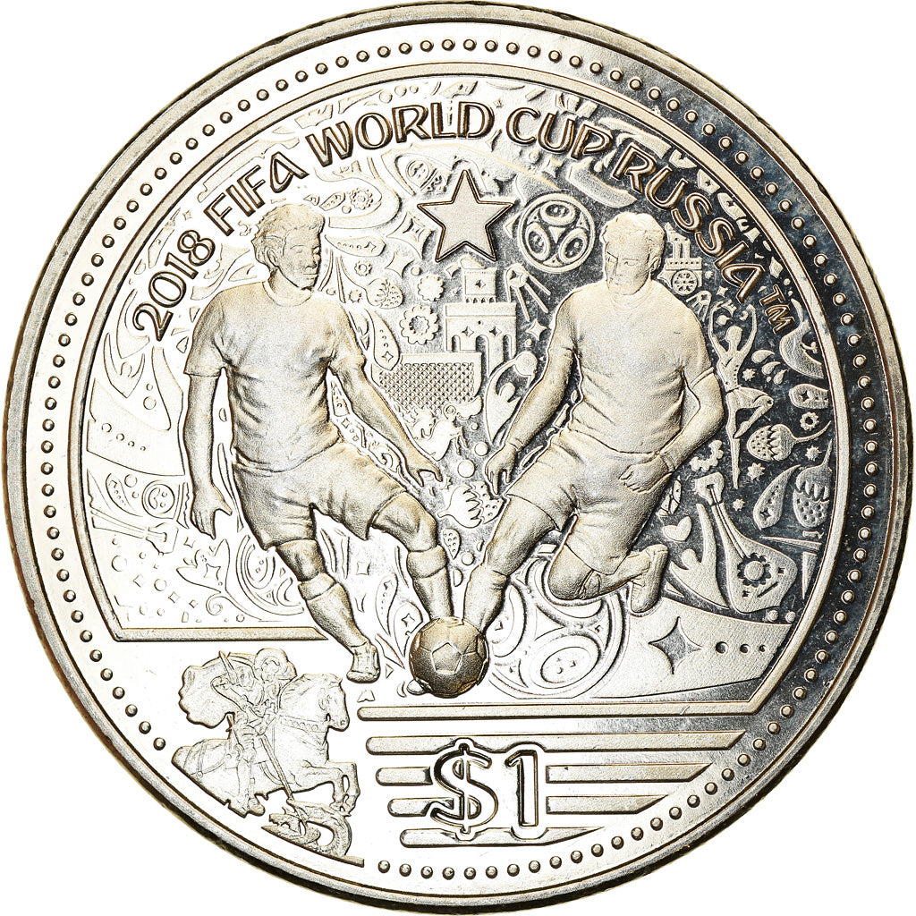 Münze, BRITISH VIRGIN ISLANDS, Dollar, 2018, Franklin Mint, Coupe du monde de