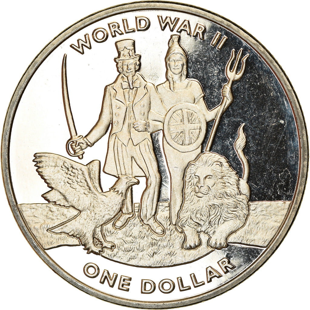 Moneta, ISOLE VERGINI BRITANNICHE, Dollar, 2019, Franklin Mint, 2ème guerre