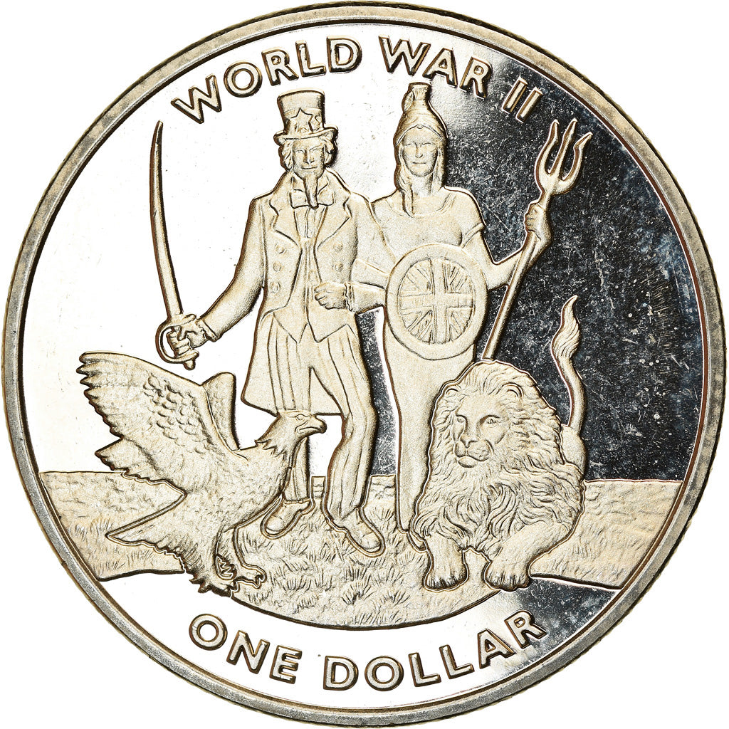 Moeda, Ilhas Virgens Britânicas, Dollar, 2019, Franklin Mint, 2ème guerre