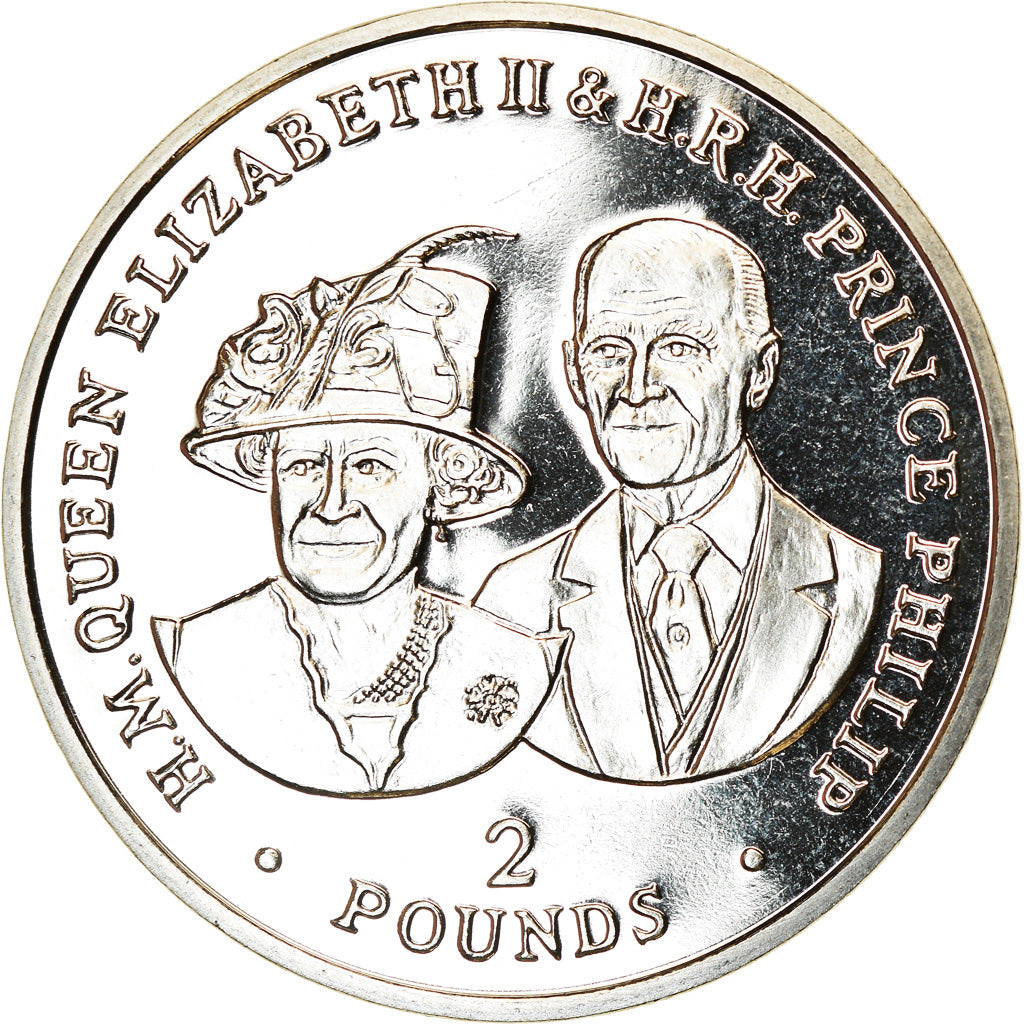 Coin, British Indian Ocean, 2 Pounds, 2017, Elizabeth II et le Prince Philip