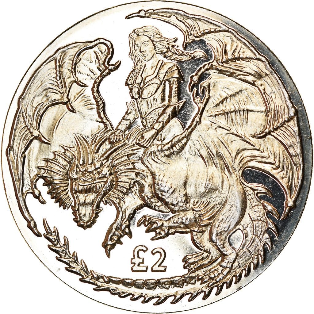 Coin, British Indian Ocean, 2 Pounds, 2019, Dragon, MS(63), Cupro-nickel