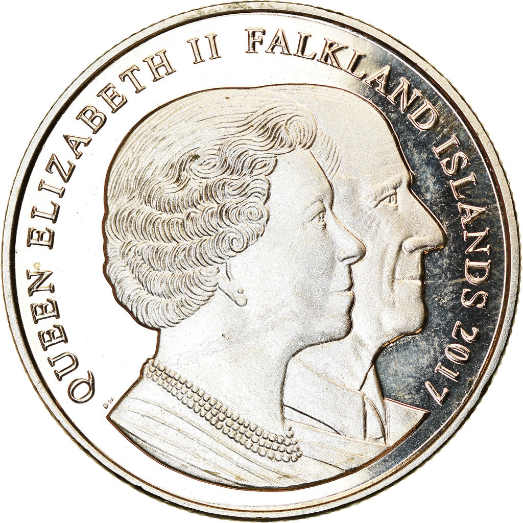 Coin, Falkland Islands, Crown, 2017, Elizabeth II et le Prince Philip, MS(63)