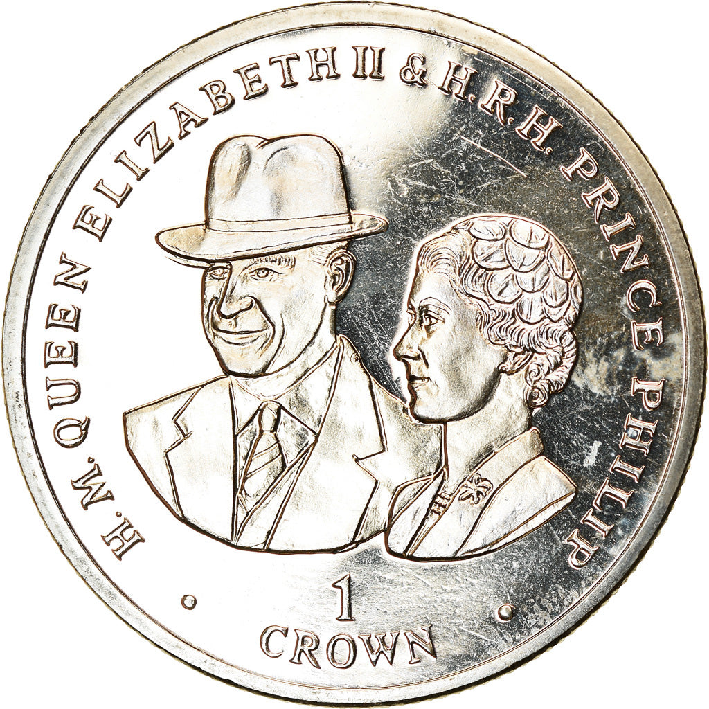 Coin, Falkland Islands, Crown, 2017, Elizabeth II et le Prince Philip, MS(63)