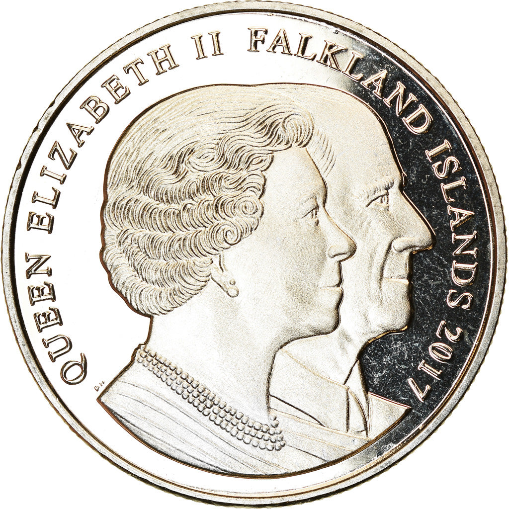 Coin, Falkland Islands, Crown, 2017, Elizabeth II et le Prince Philip, MS(63)