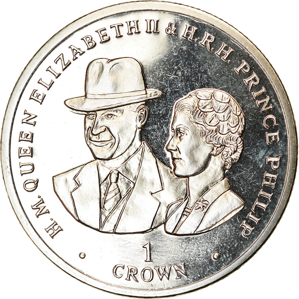 Coin, Falkland Islands, Crown, 2017, Elizabeth II et le Prince Philip, MS(63)