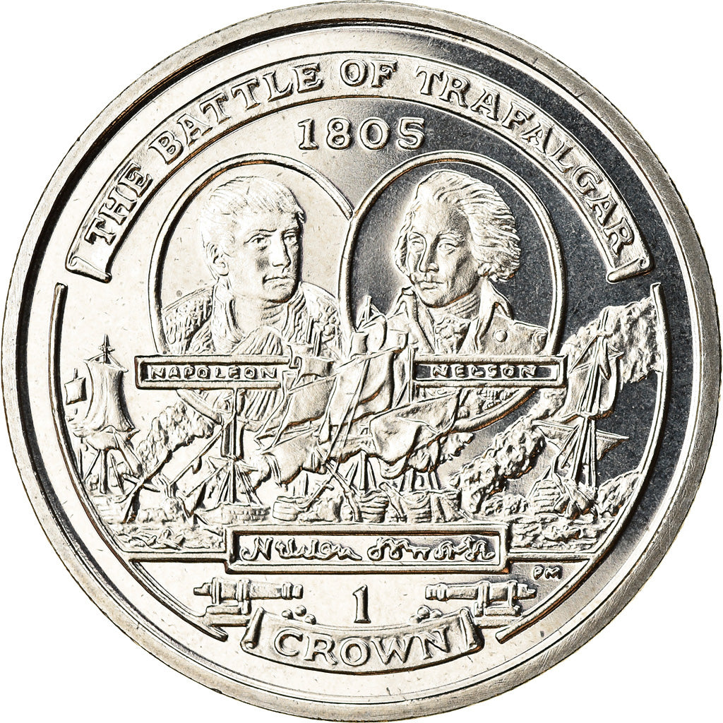 Coin, Isle of Man, Elizabeth II, Crown, 2005, Pobjoy Mint, Bataille de Trafalgar