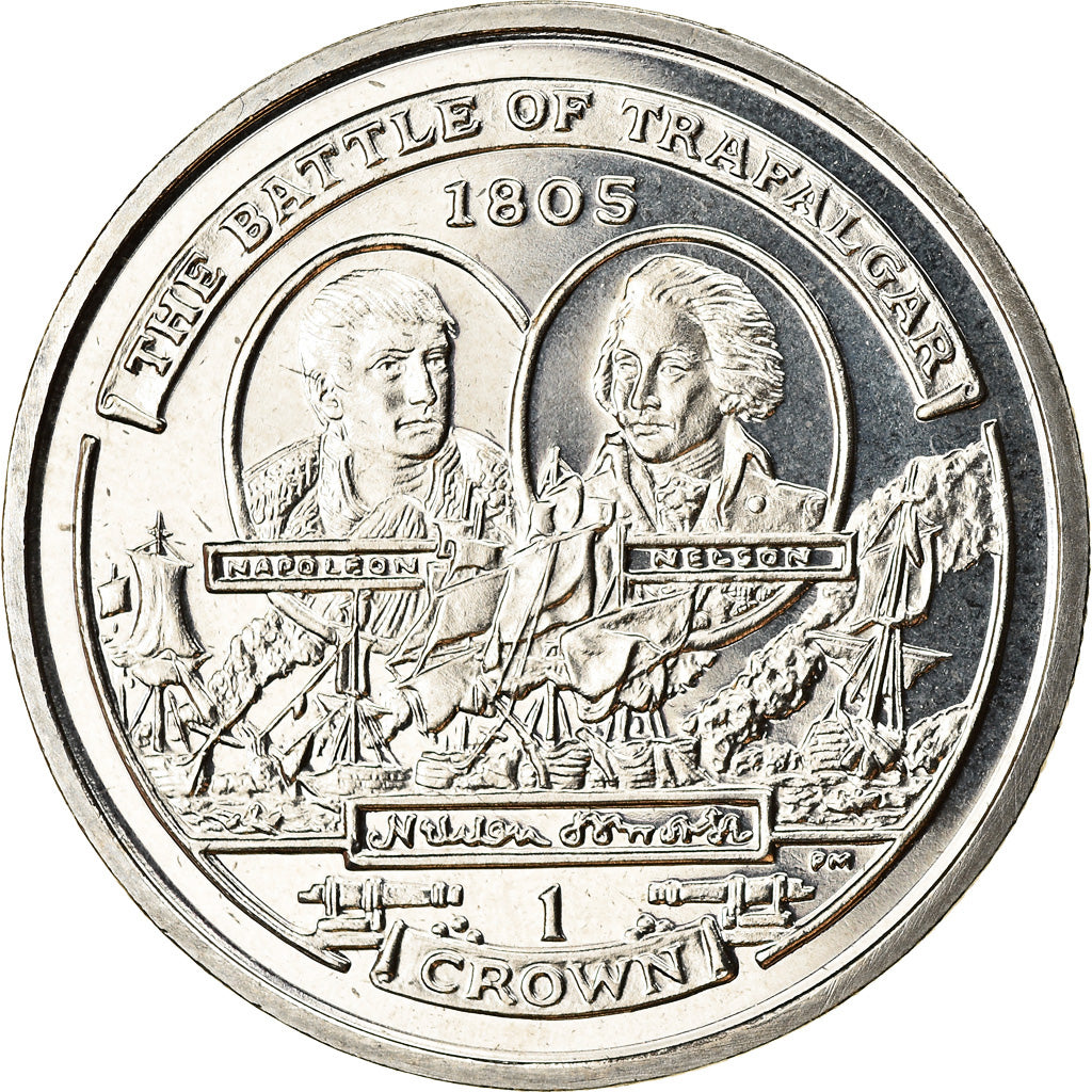 Coin, Isle of Man, Elizabeth II, Crown, 2005, Pobjoy Mint, Bataille de Trafalgar