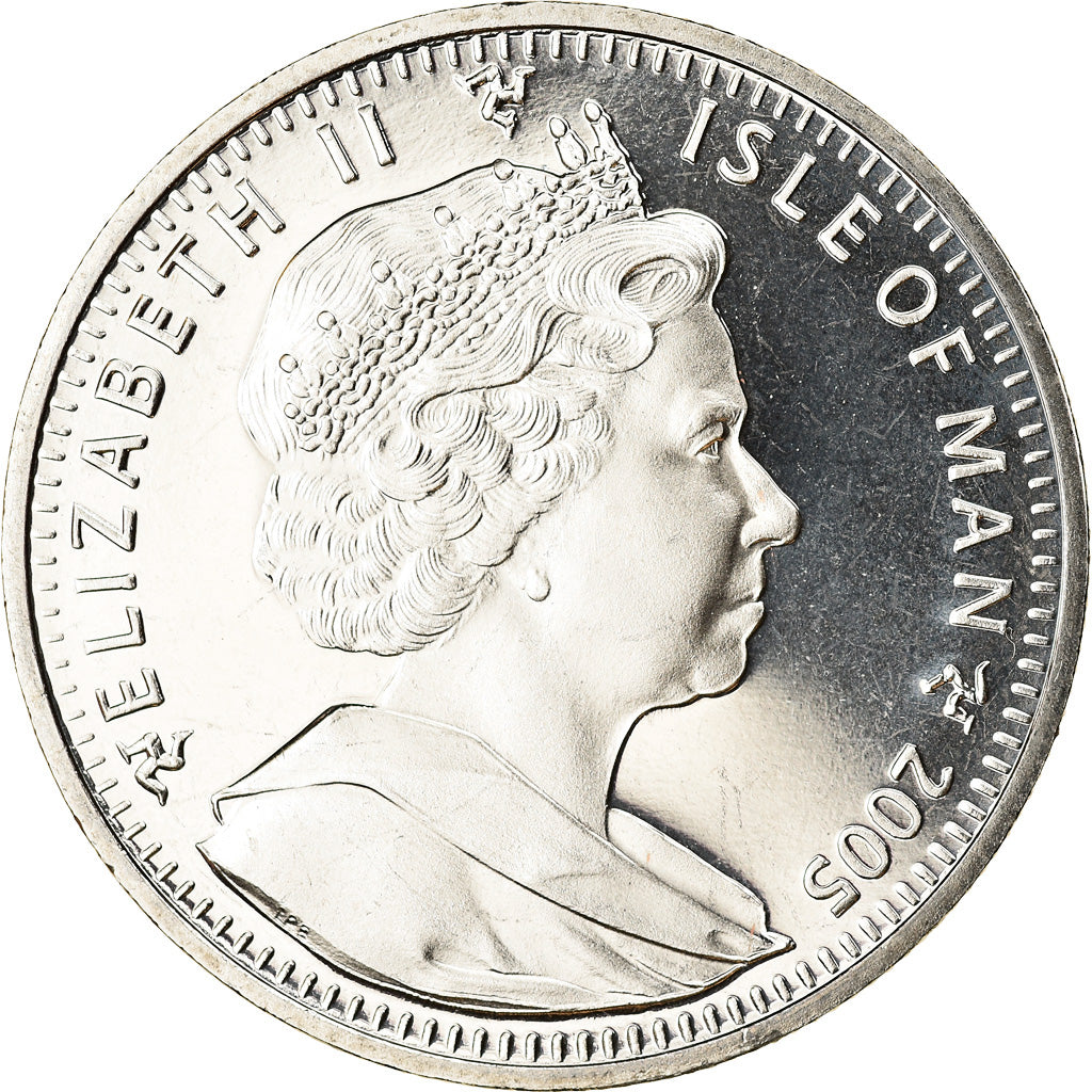 Moneda, Isla de Man, Elizabeth II, Crown, 2005, Pobjoy Mint, White rose of