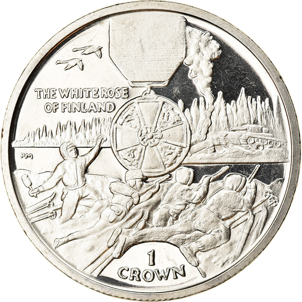 Moneda, Isla de Man, Elizabeth II, Crown, 2005, Pobjoy Mint, White rose of