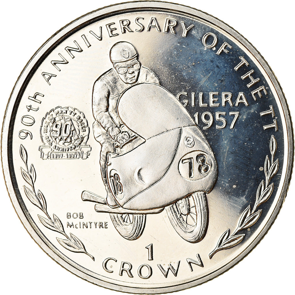 Coin, Isle of Man, Elizabeth II, Crown, 1997, Pobjoy Mint, Turist Trophy - Bob