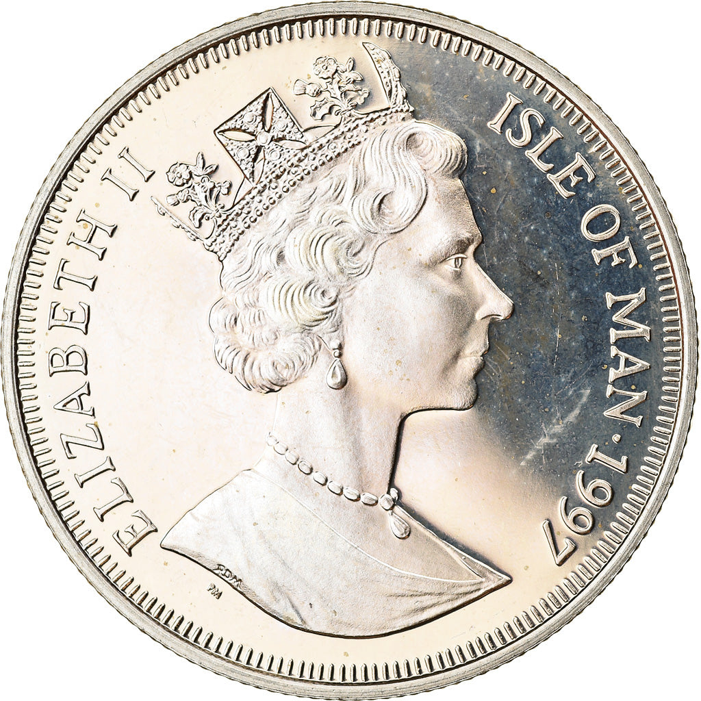 Coin, Isle of Man, Elizabeth II, Crown, 1997, Pobjoy Mint, Turist Trophy -