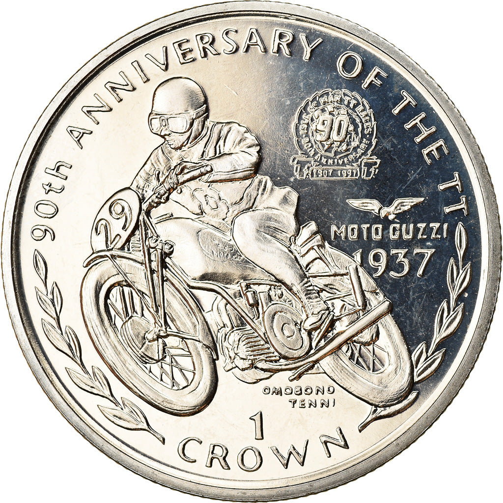 Coin, Isle of Man, Elizabeth II, Crown, 1997, Pobjoy Mint, Turist Trophy -