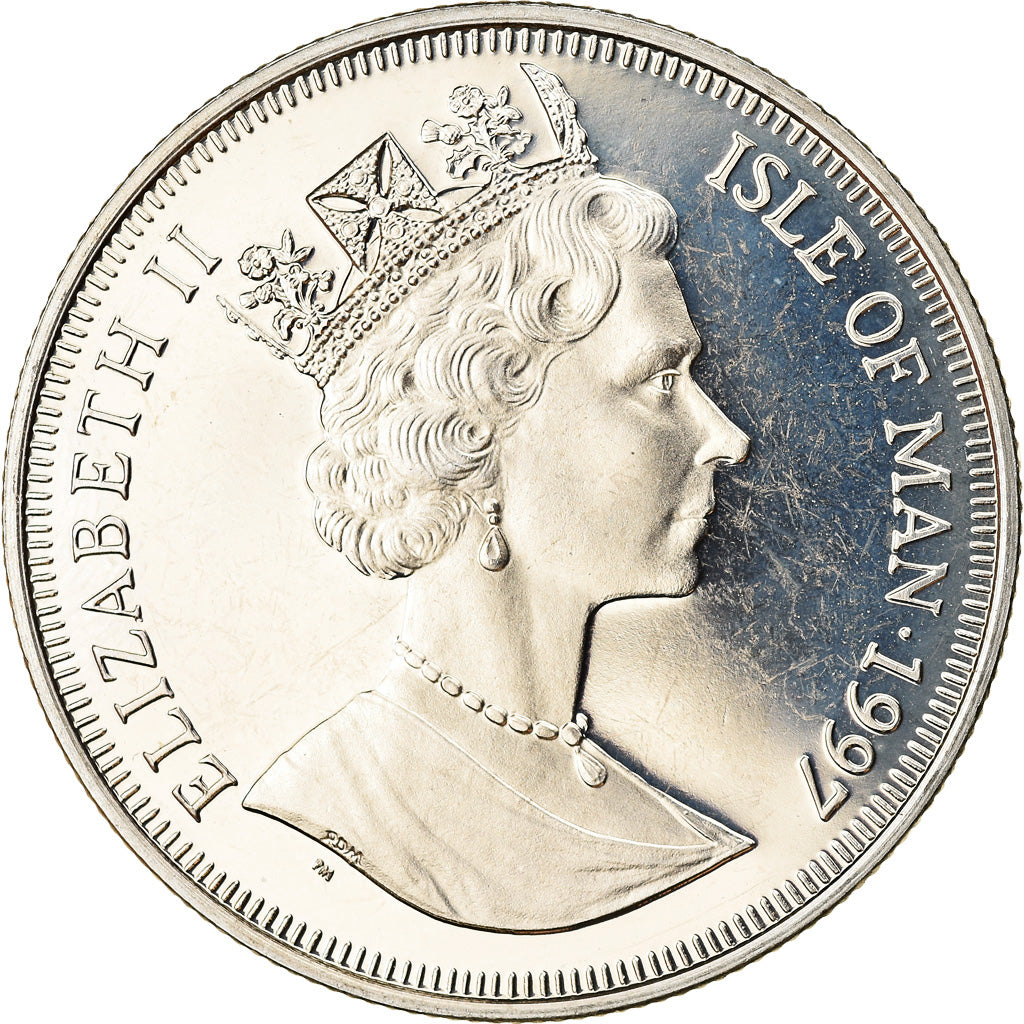Coin, Isle of Man, Elizabeth II, Crown, 1997, Pobjoy Mint, Turist Trophy - Mike