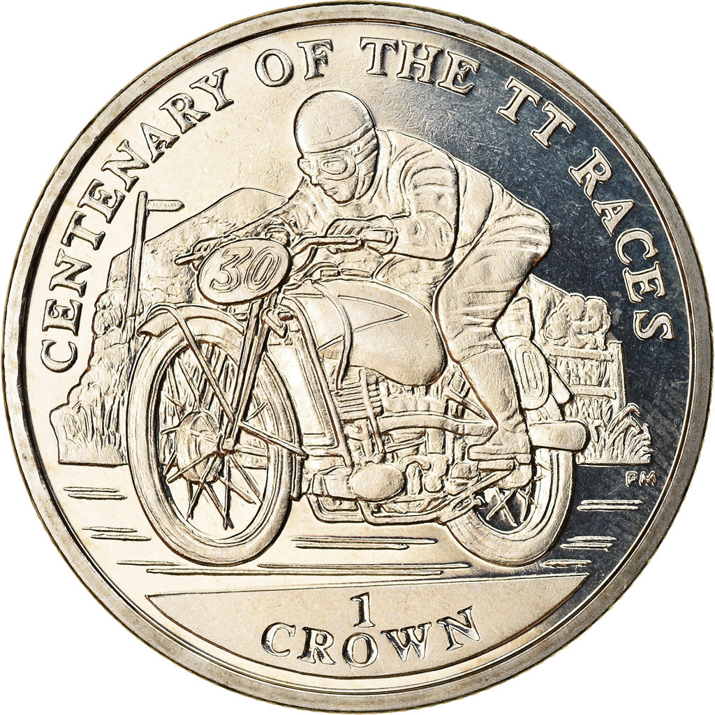 Coin, Isle of Man, Elizabeth II, Crown, 2007, Pobjoy Mint, Turist Trophy - Moto