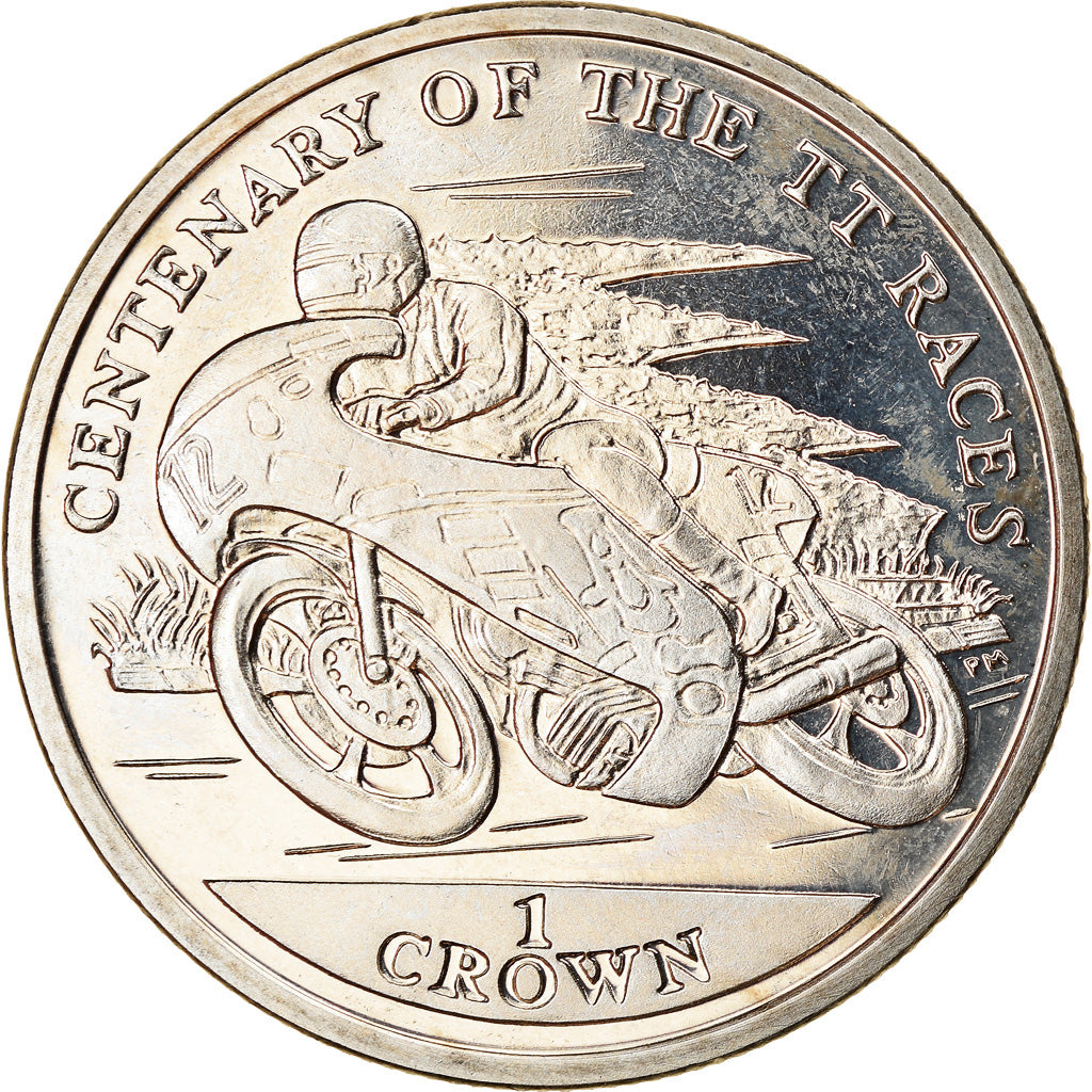 Coin, Isle of Man, Elizabeth II, Crown, 2007, Pobjoy Mint, Turist Trophy - Moto