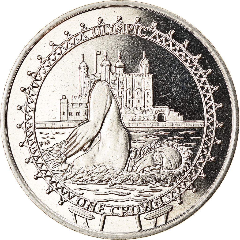 Coin, Isle of Man, Crown, 2010, Pobjoy Mint, Jeux Olympiques 2012 - Natation