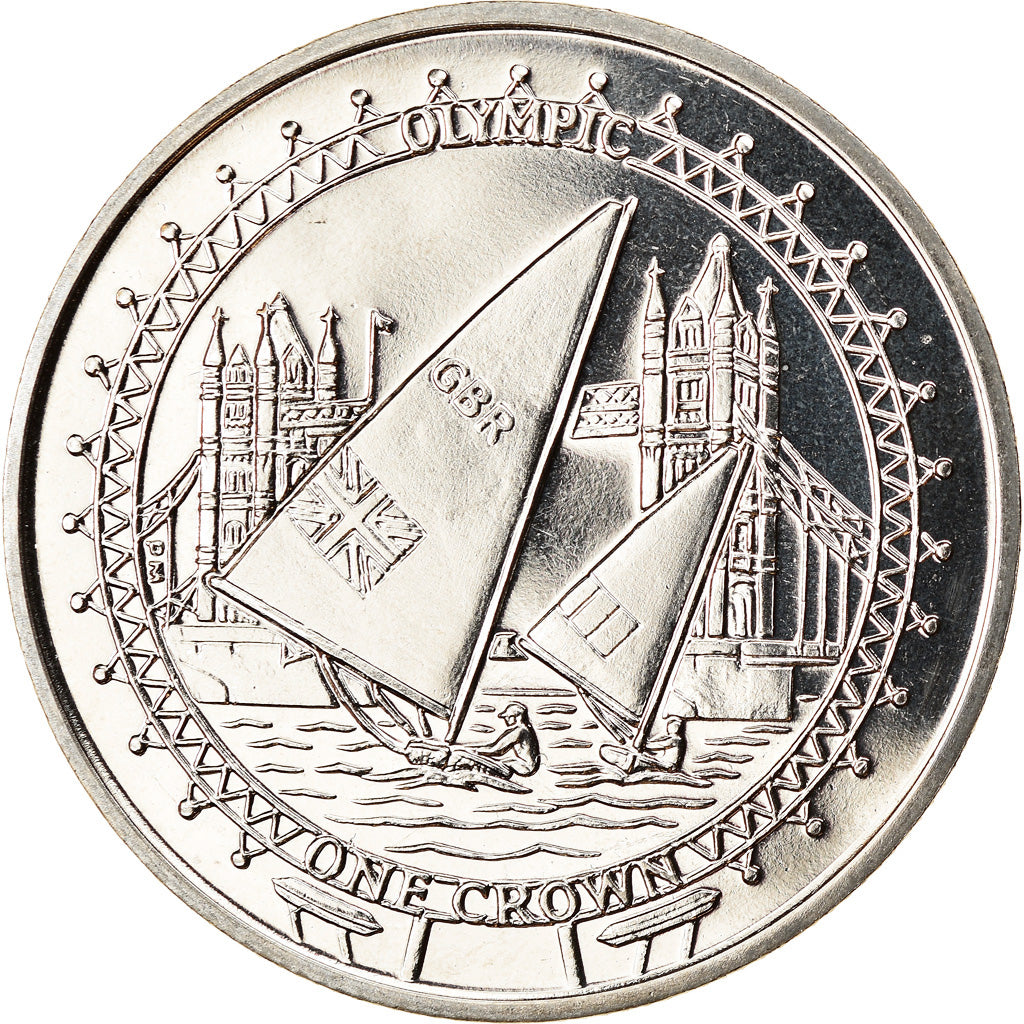 Monnaie, Isle of Man, Crown, 2010, Pobjoy Mint, Jeux Olympiques 2012 - Voile