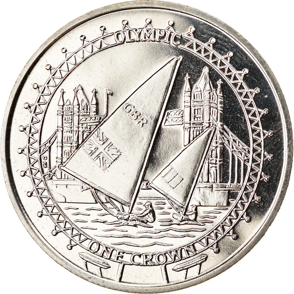 Monnaie, Isle of Man, Crown, 2010, Pobjoy Mint, Jeux Olympiques 2012 - Voile