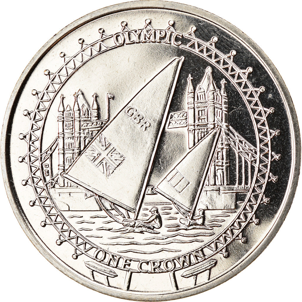 Moneta, Isola di Man, Crown, 2010, Pobjoy Mint, Jeux Olympiques 2012 - Voile