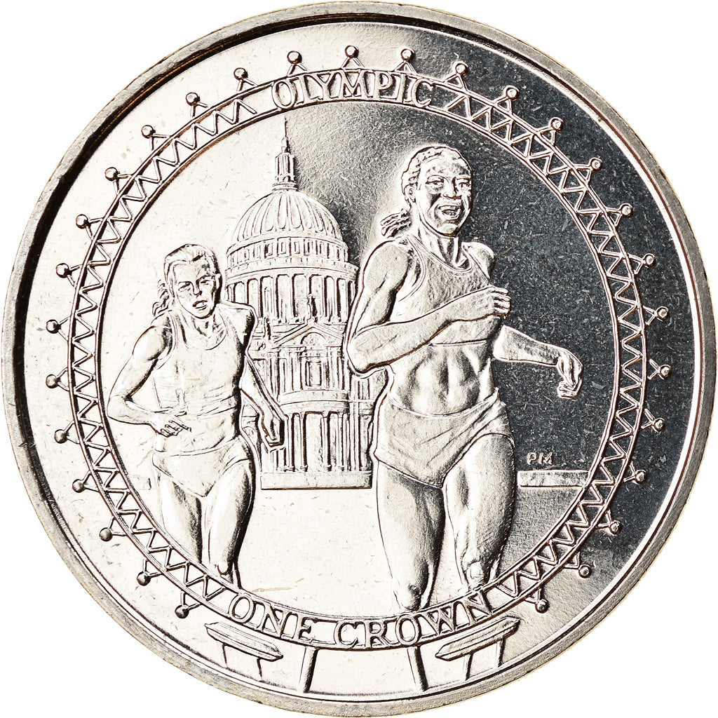 Coin, Isle of Man, Crown, 2010, Pobjoy Mint, Jeux Olympiques 2012 - Course à