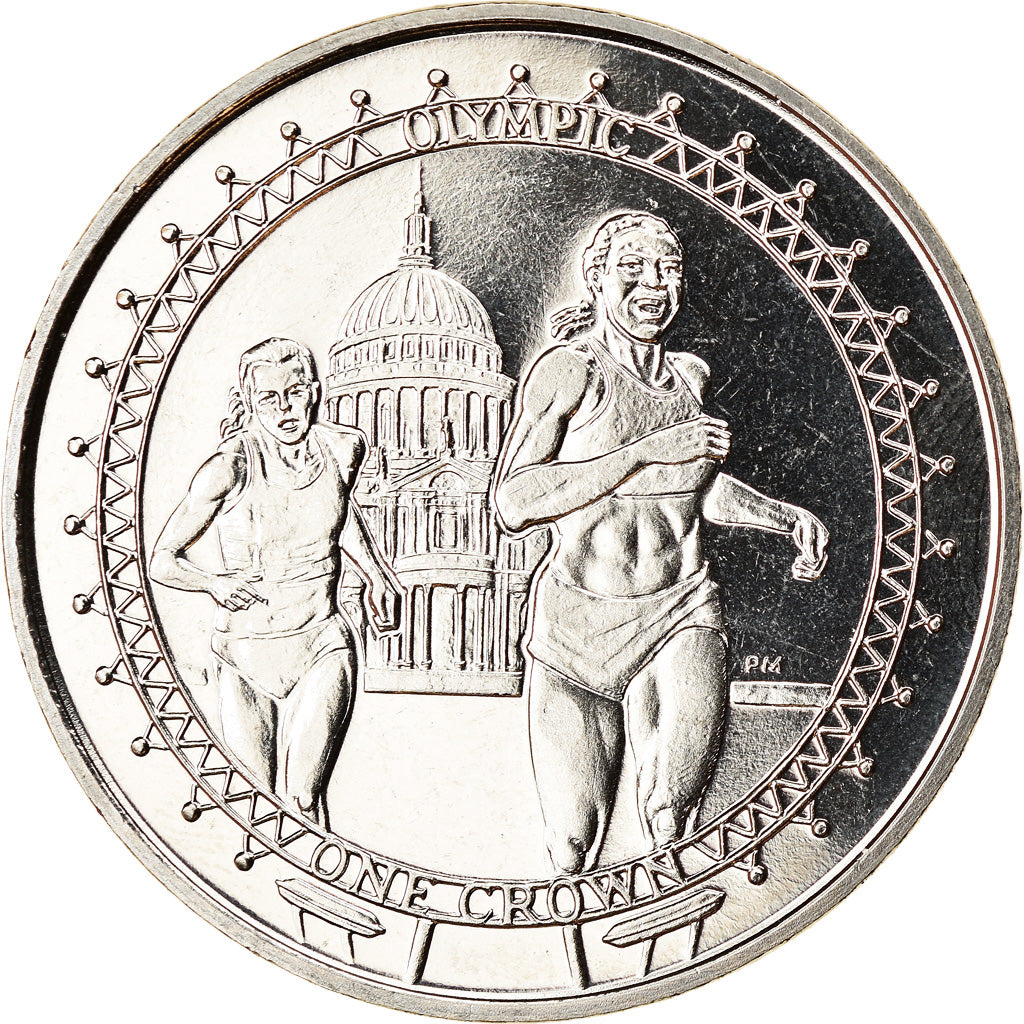 Münze, Isle of Man, Crown, 2010, Pobjoy Mint, Jeux Olympiques 2012 - Course à