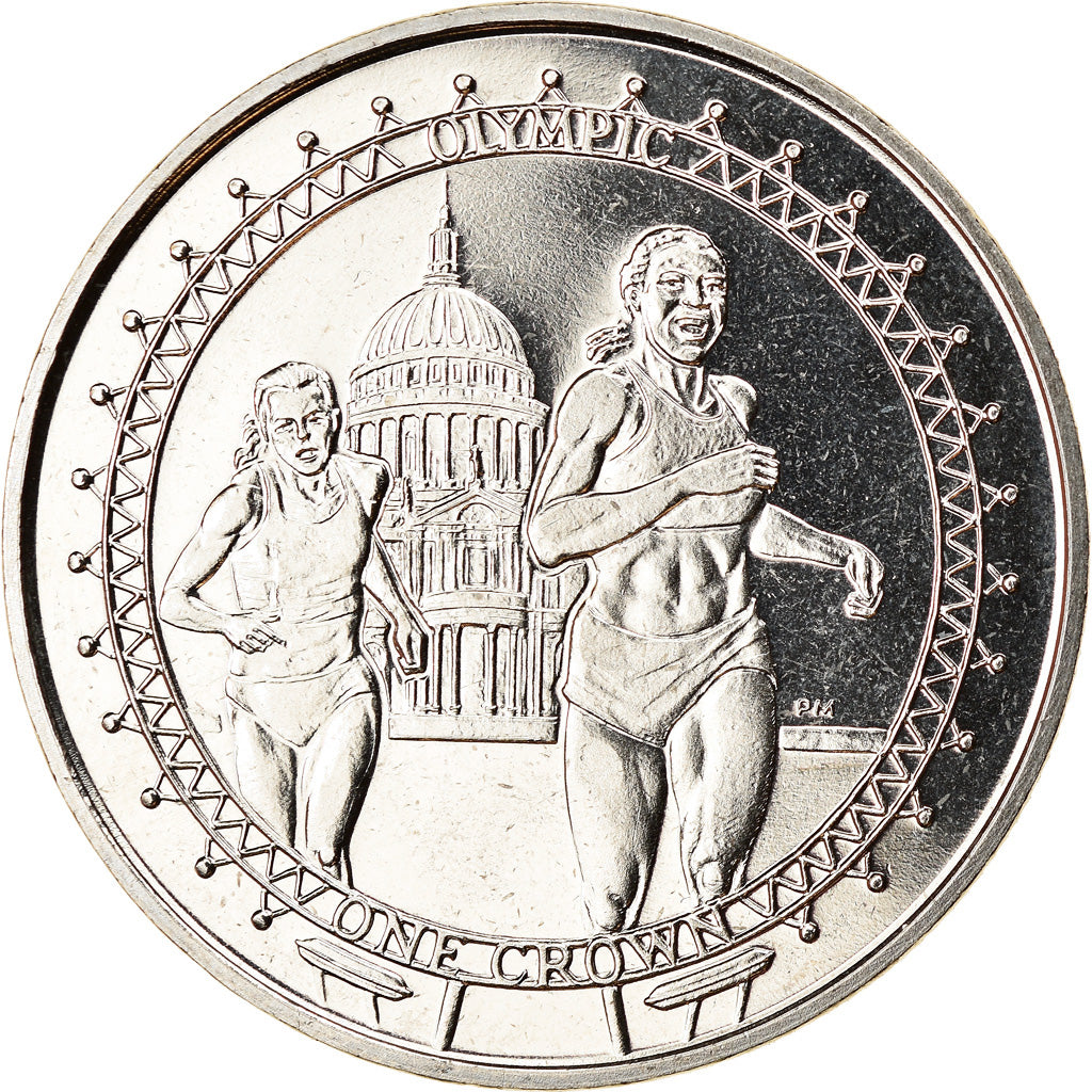 Coin, Isle of Man, Crown, 2010, Pobjoy Mint, Jeux Olympiques 2012 - Course à