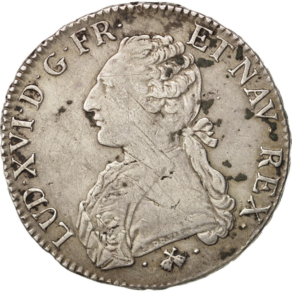 France, Louis XVI, Écu aux branches d'olivier, Bayonne,VF(30-35),Silver,KM 564.9